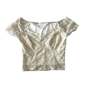 Coquette Urban Renewal Lace Corset Top Floral Sweetheart Sz XS Victorian Dainty